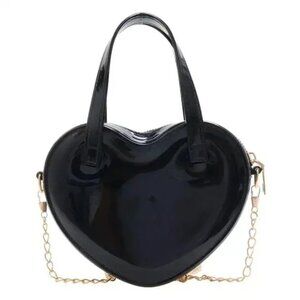 NEW BLACK JELLY HEART CROSSOVER BAG